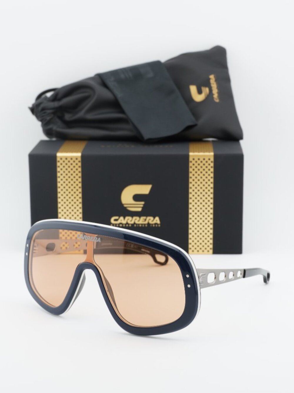 Carrera FLAGLAB 17 0DTY W7 Shield Sunglasses - Blue/Ruthenium / Brown